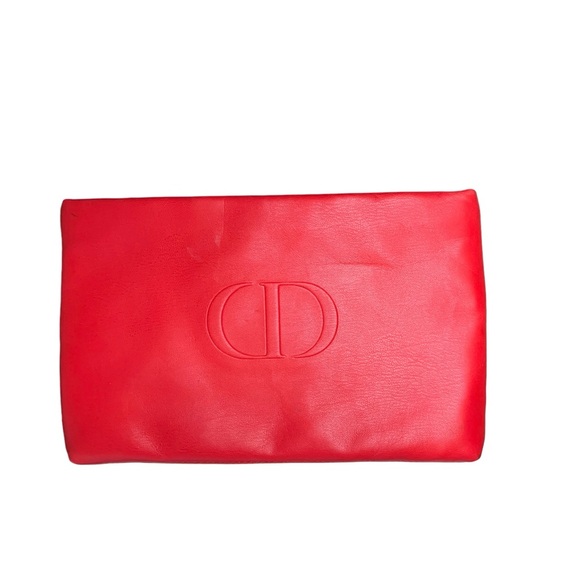 DIOR Vegan Leather Two tone red pink POUCH - Picture 5 of 7